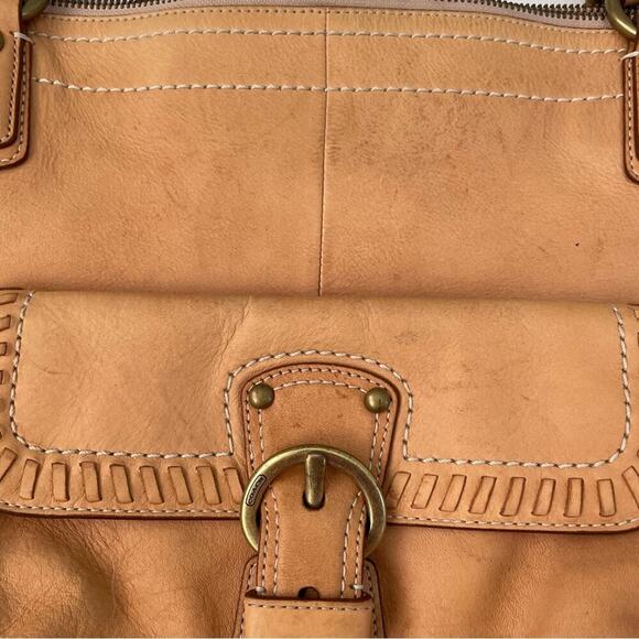 Coach Poppy Whipstitch shoulder bag tan leather with pink lining - Picture 2 of 12